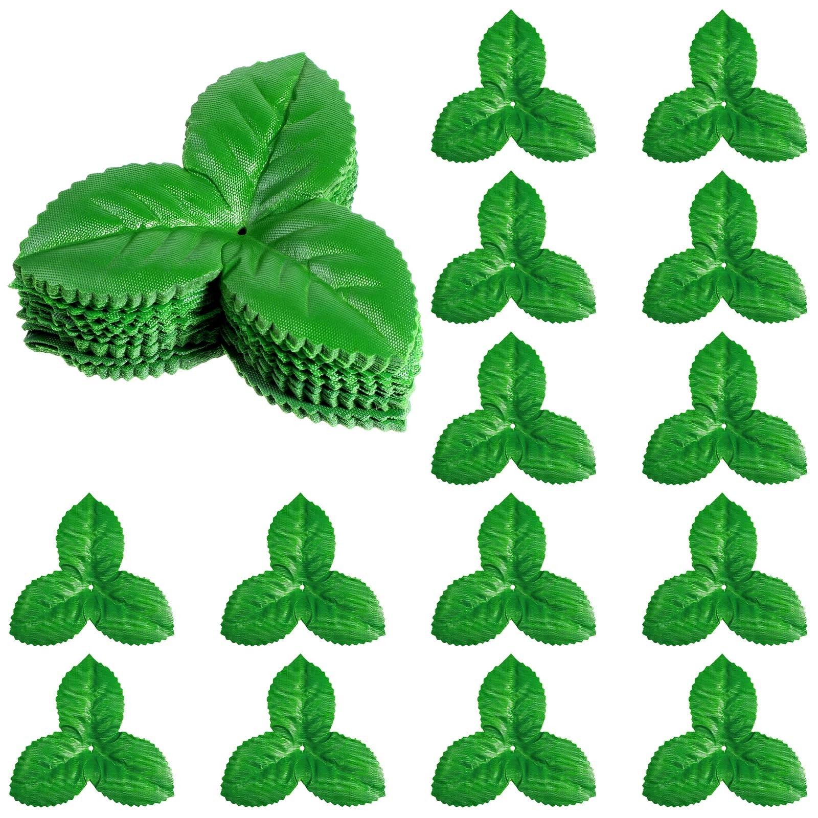 200 Pcs Artificial Green Leaves, 3.74 Inch Fake Rose Leaves, Polyester Fabric…