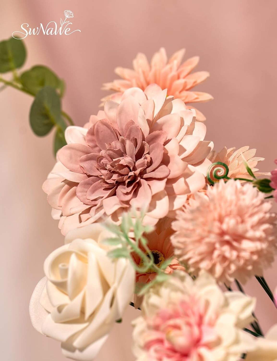 Pink Flowers Artificial Roses Combo Set Fake Pink Silk Flowers Faux Peony Flower