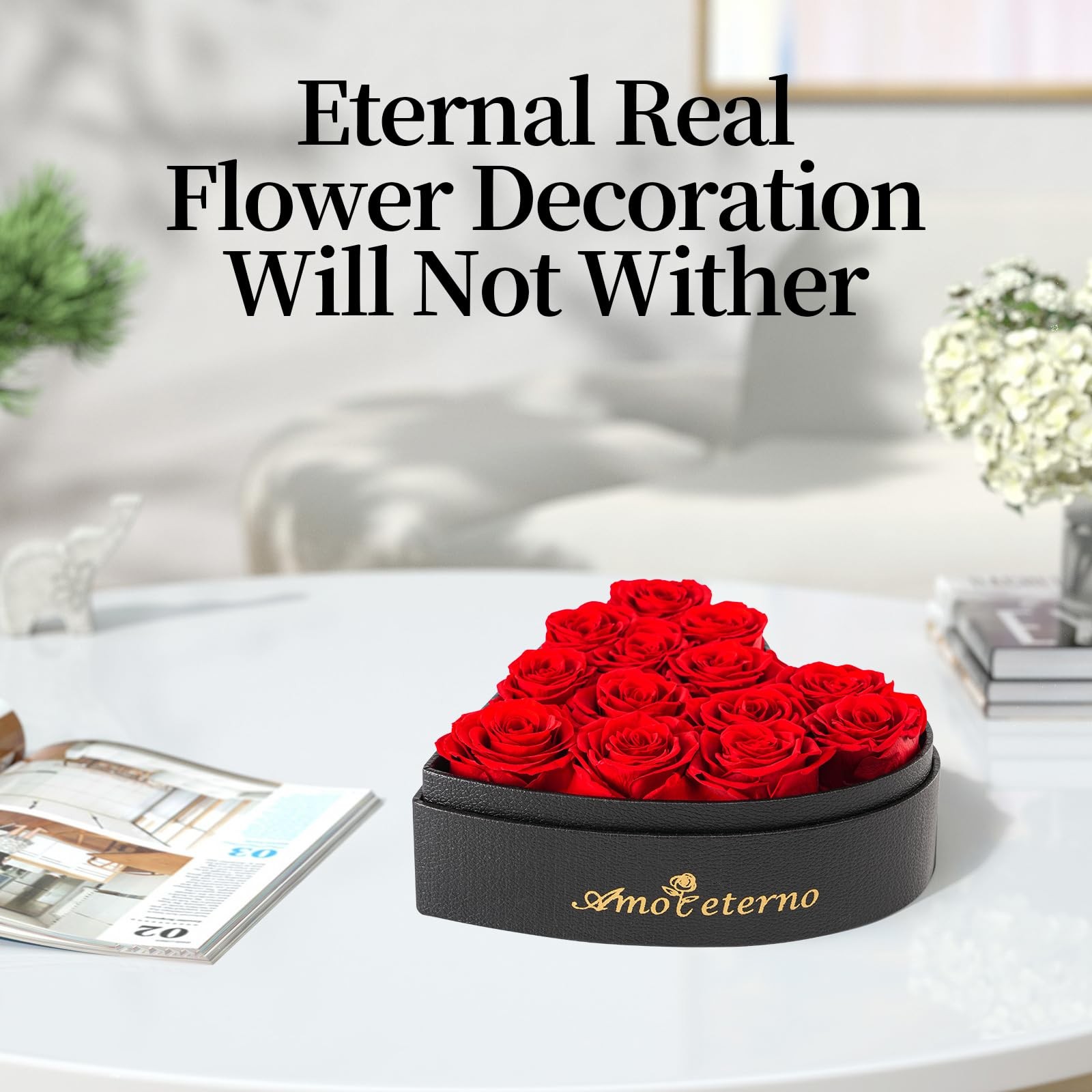 Flower, Forever Roses in A Box, Fresh Flowers, Birthday Gifts for Her, Women,…