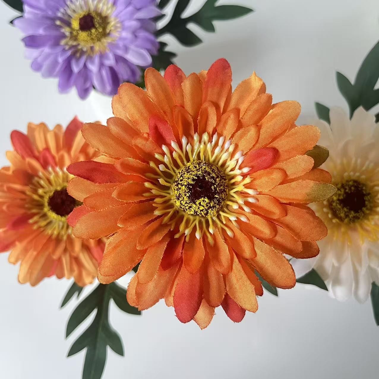 Gerbera Daisy Artificial Flower Arrangement in White Pot 10.6 inches for Space