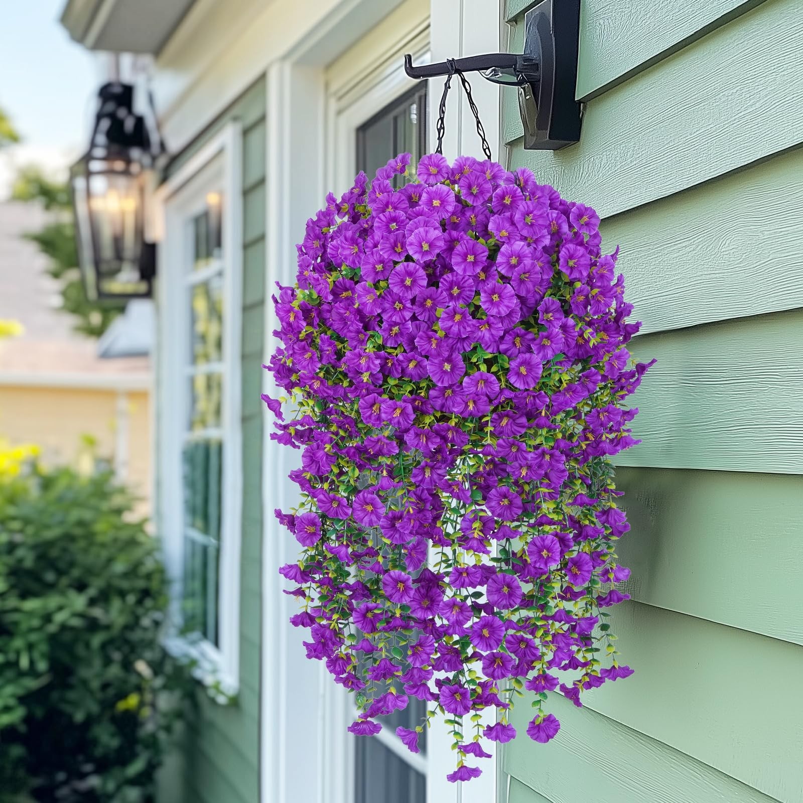 2 Pcs Look Real Artificial Flowers for Outdoors, Realistic Artificial Hanging