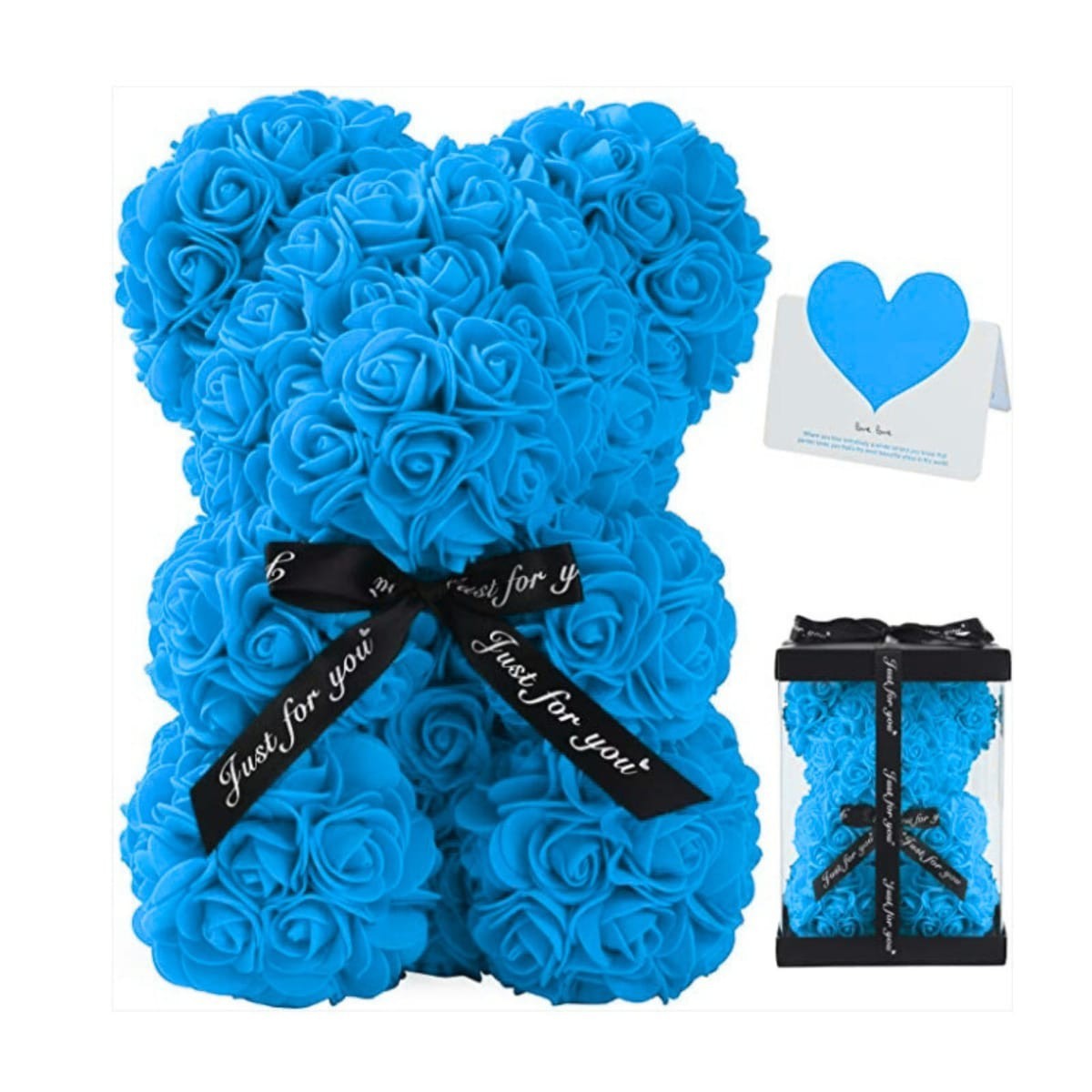 Rose Bear Gift with Box 25cm Romantic Foam Rose Teddy Bear for Her Unique Gift