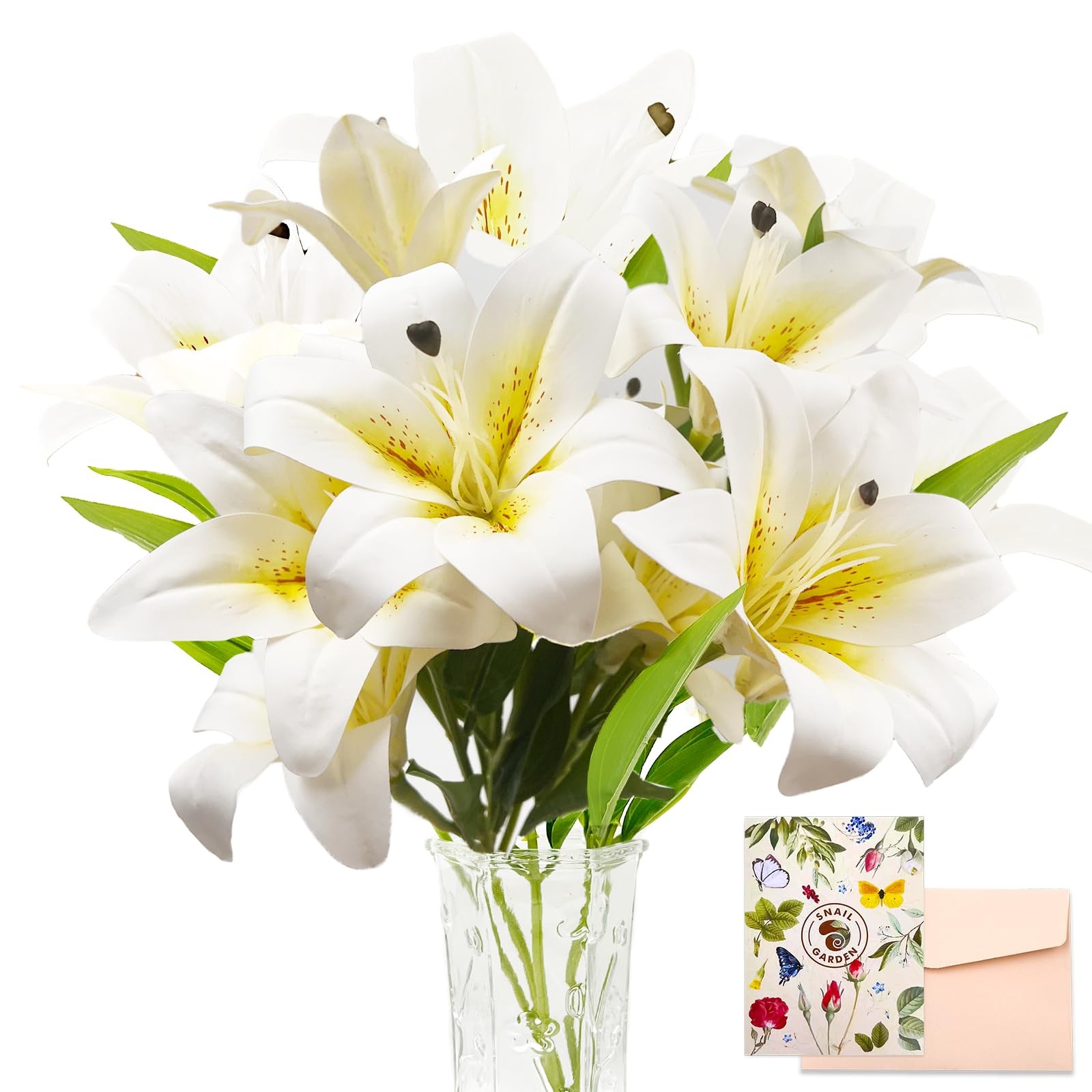 11Heads Artificial Lily Flowers,Long Stem Faux Flowers with Buds,Tiger Lily A…