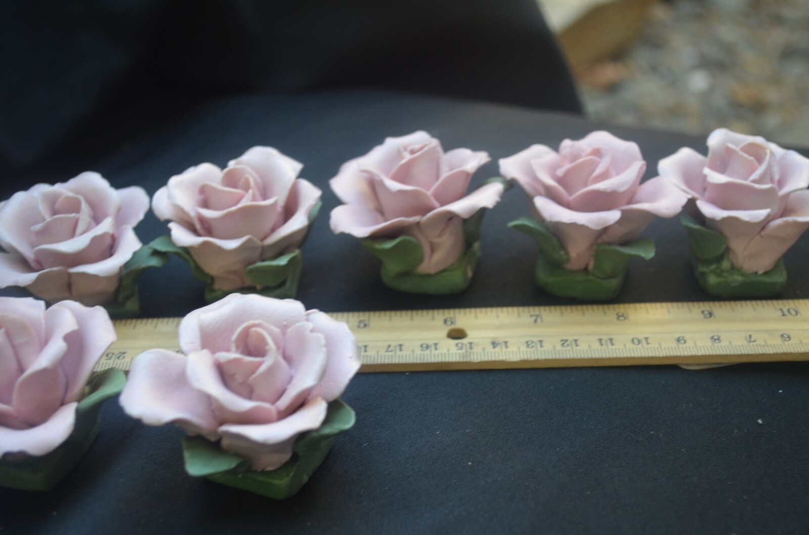 Faux Pink Roses Lot of 7 Unknown Hard Material China