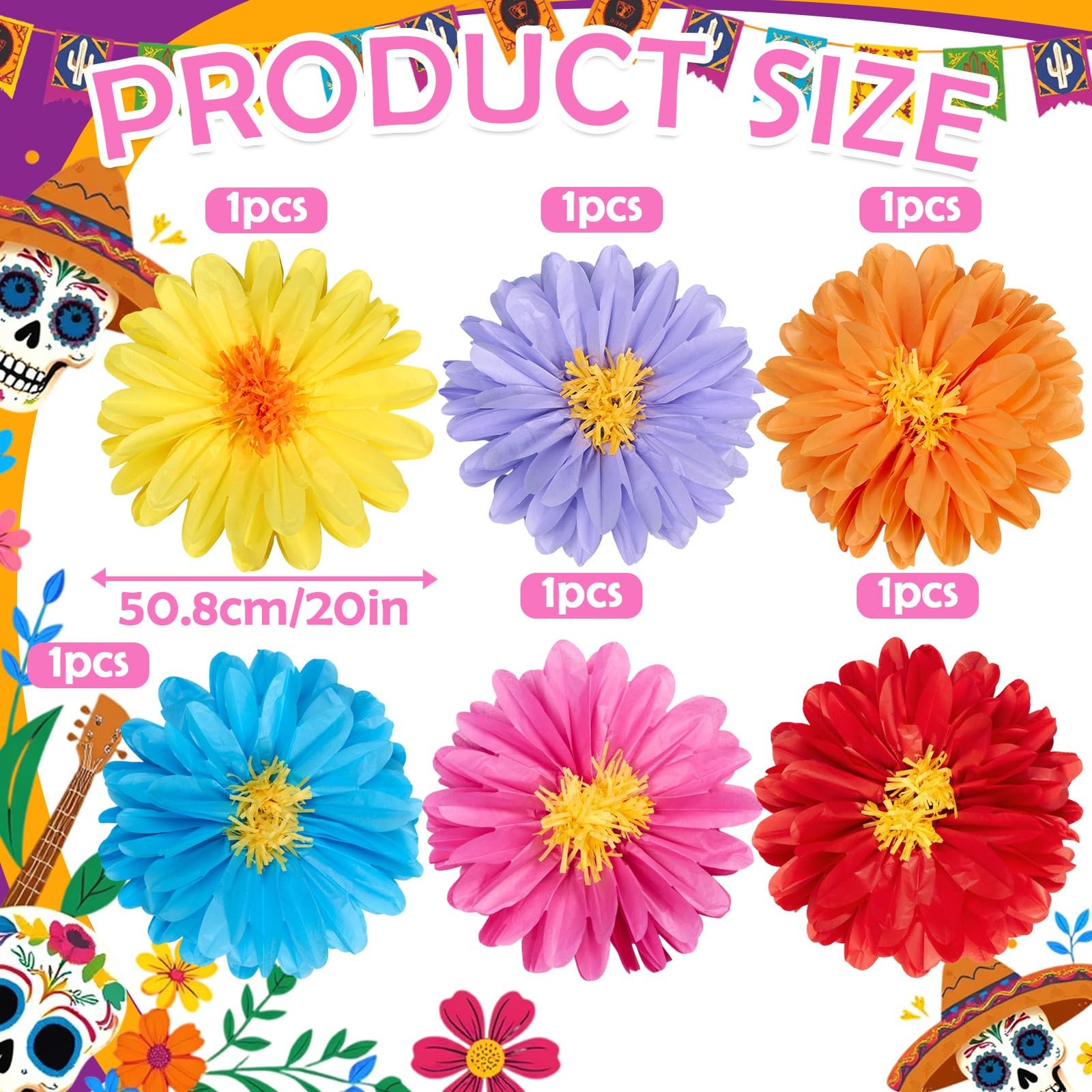 Large Paper Flowers, 20 Inch Tissue Paper Flowers Decorations for Wall, Yello…