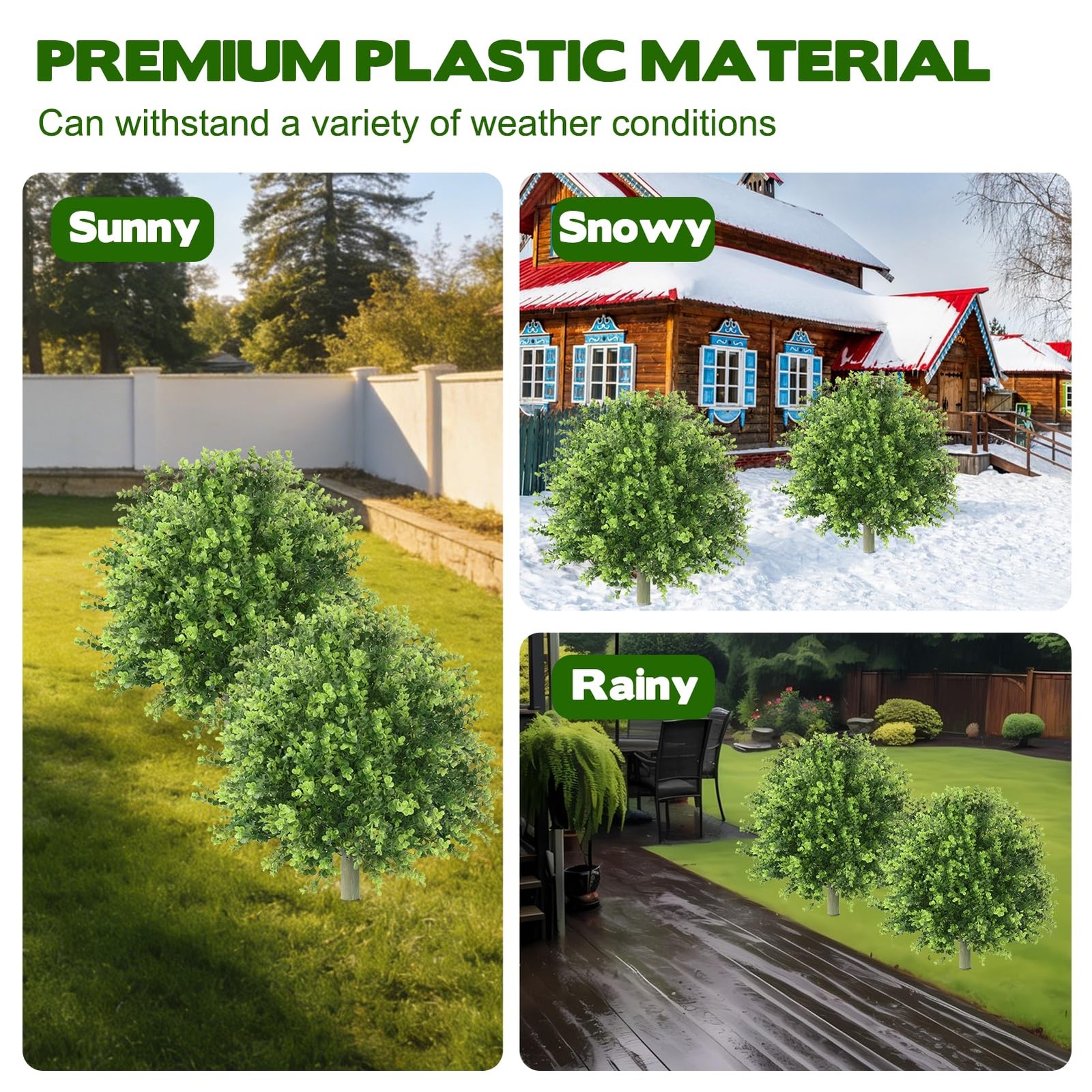 2 Pack Artificial Boxwood Topiary 24” Faux Boxwood Tree with Ground Spike Ou…
