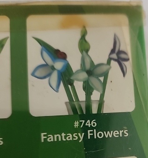 Window Box Greetings. Mini Glass Vase Flowers & Ladybug #746 Fantasy Flowers