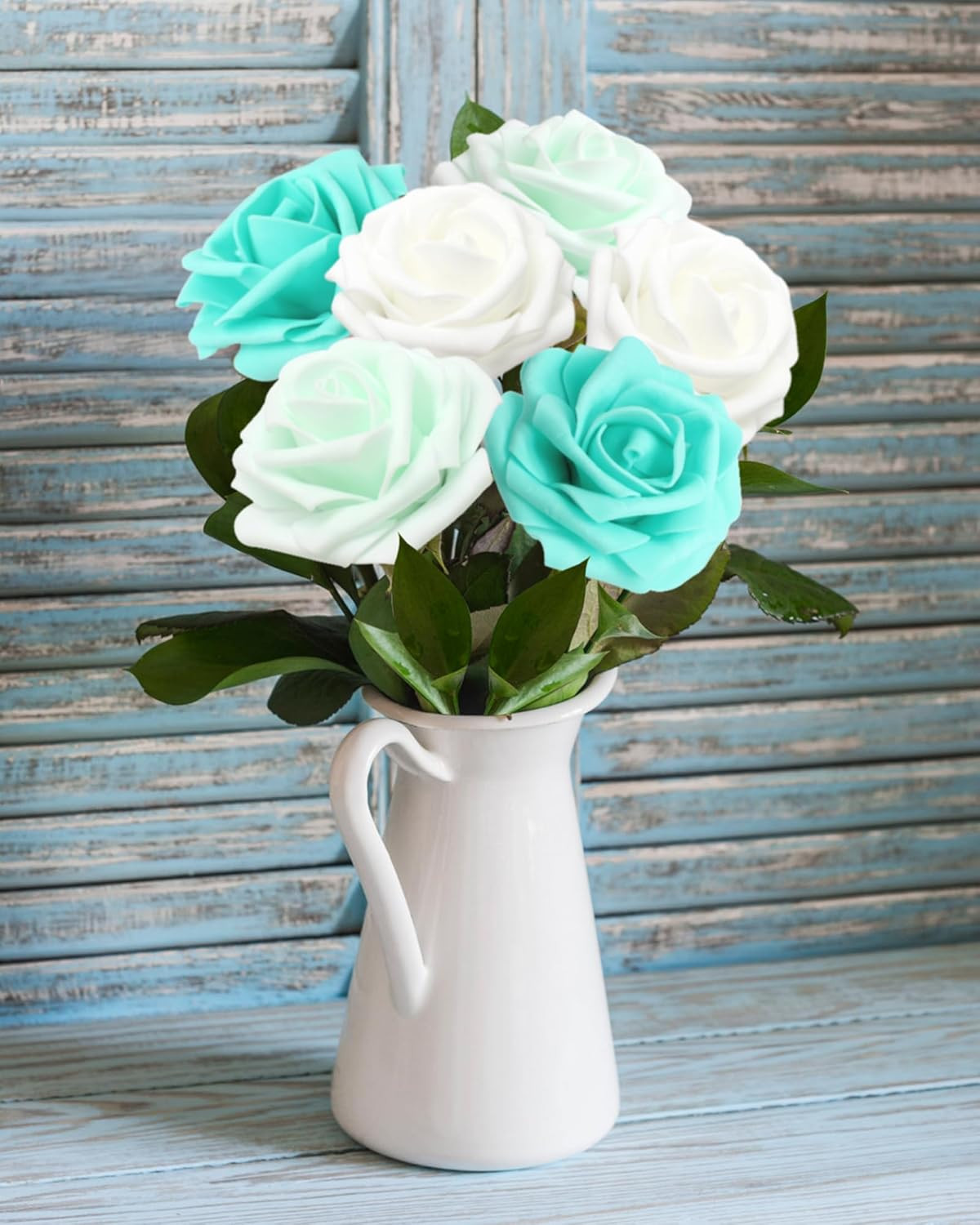 100PCS Realistic Green Artificial Roses for Wedding Decor & DIY Projects