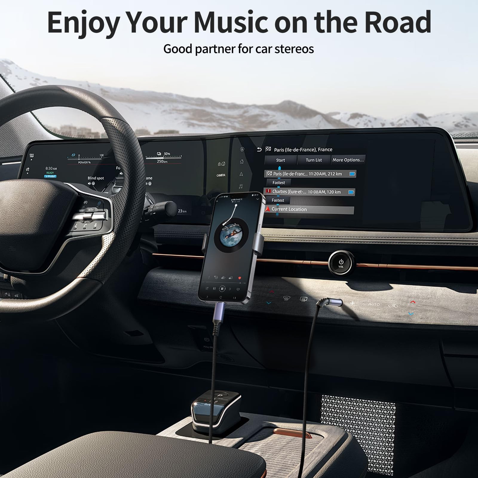 Aux to USB C, C 3.5mm Audio Jack Cable 4.3 ft, 51 inches, Grey