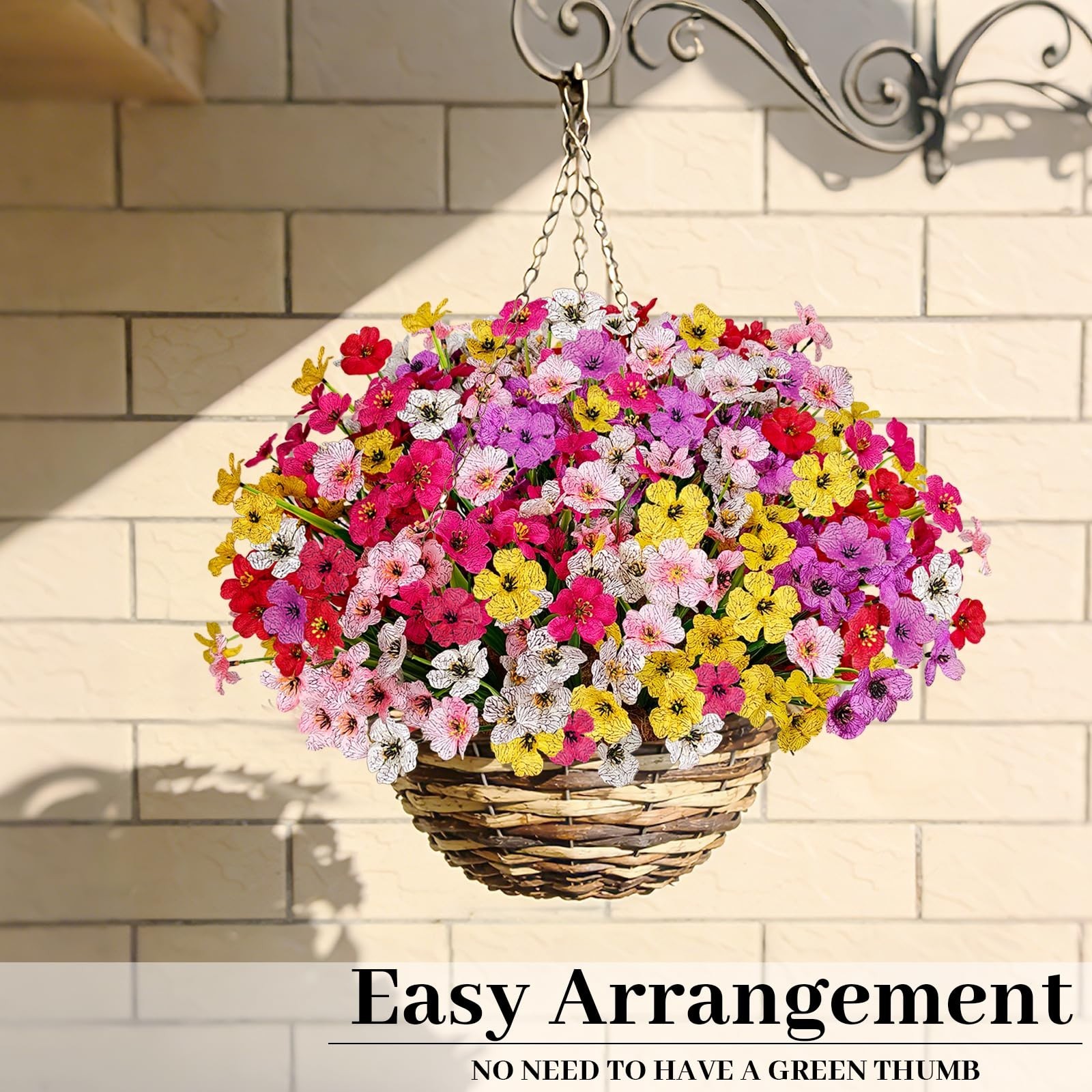 UV Resistant Artificial Flowers – 72 Bundles Faux Plants for Home Garden Decor