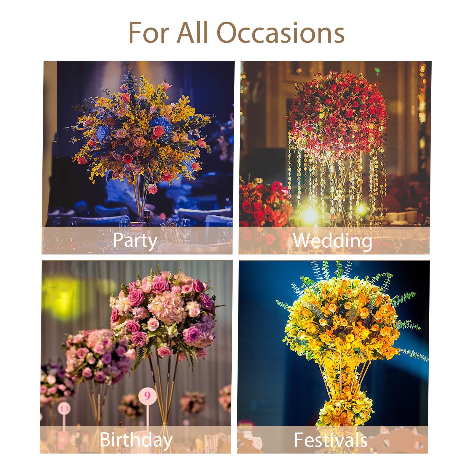 20 Inch Gold Centerpieces Wedding Geometric Metal Flower Stands Tabletop Decor
