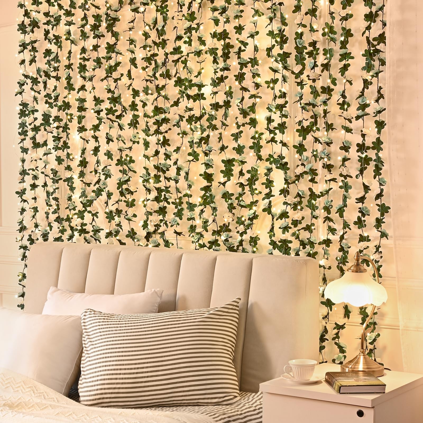 Flower Garland Rose Vines, 5 Strands 41Ft Flowers Vines for Bedroom with 33 F…