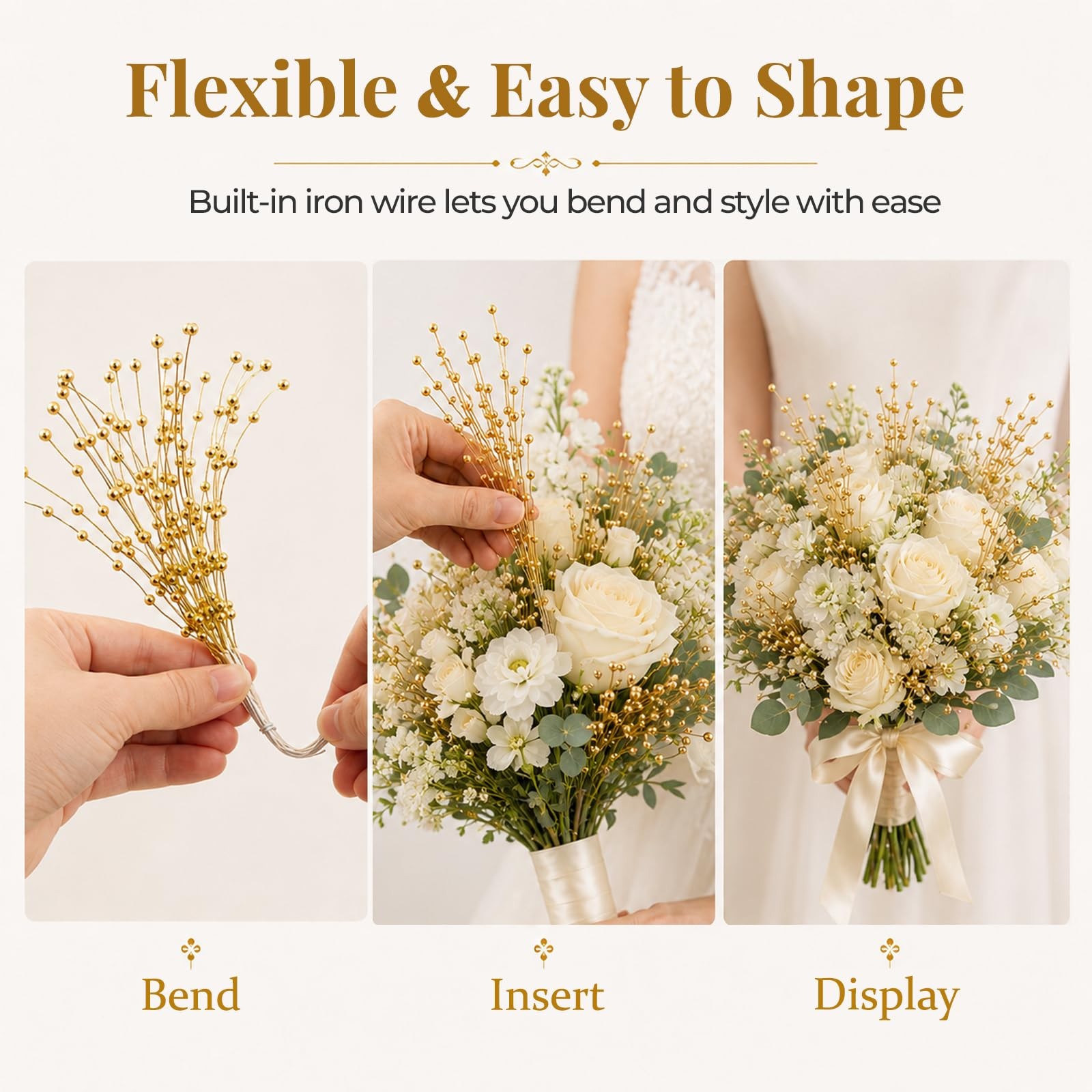 100Pcs Pearl Bouquet Party Decoration Pearl String Beaded Garland – 4mm Beads…