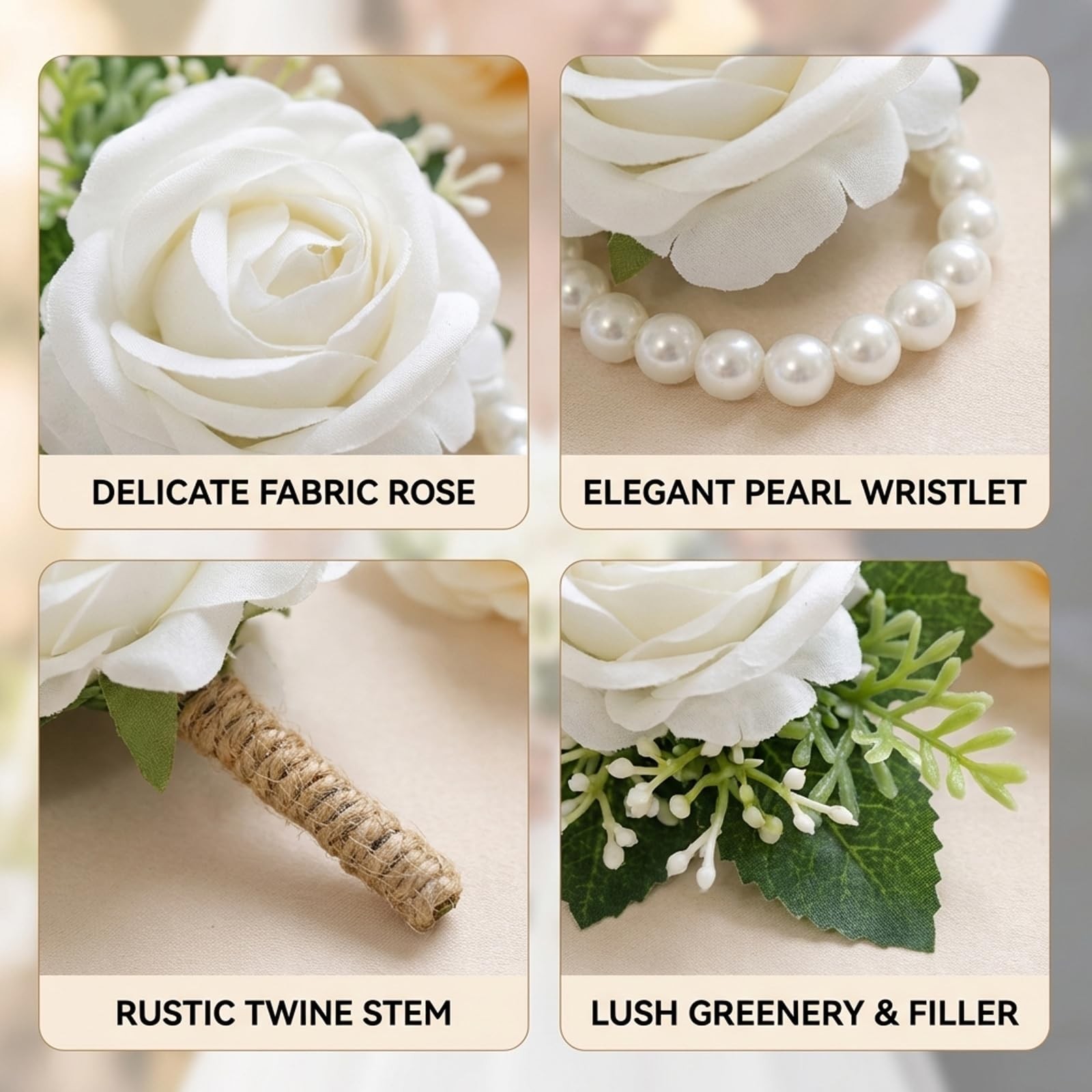 4-Piece Wrist Corsage and Boutonniere Wedding Set,Corsage and Boutonniere Set…