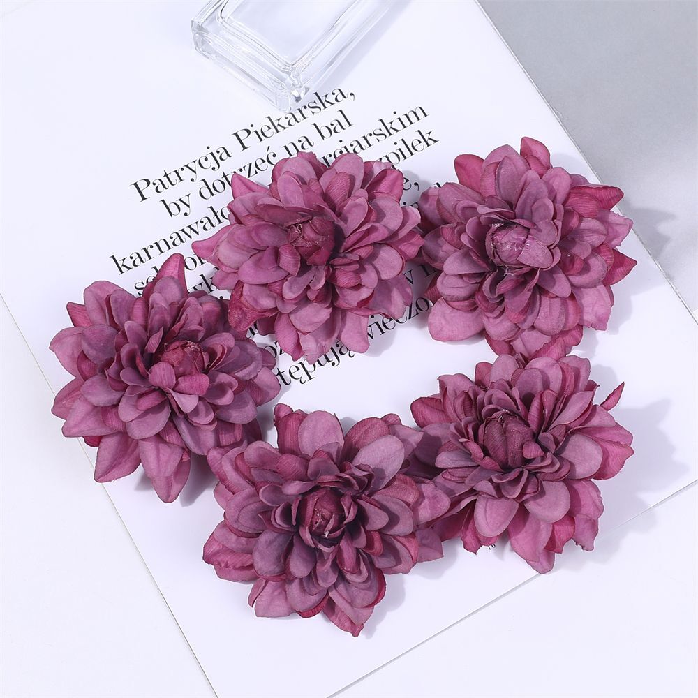 Dahlia Silk Artificial Wreath Flowers Wedding Home Decorate Fake Head Flower 5pc