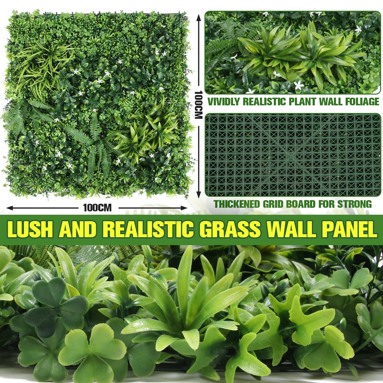6-Pack Artificial Boxwood Wall Panels 40x40in Each 6-Plant Mix for Weddings