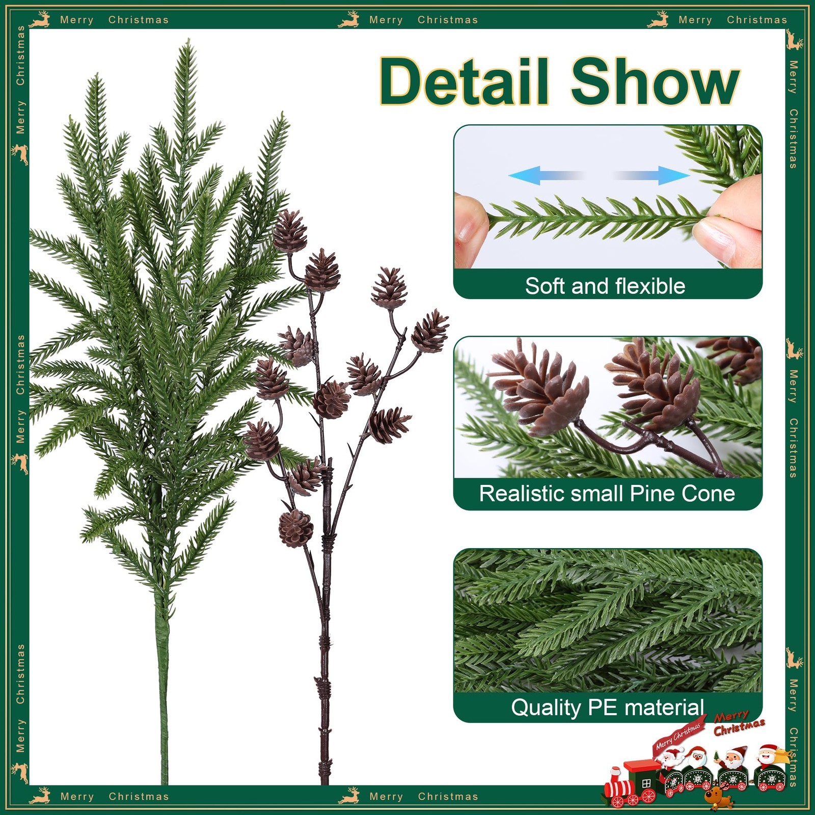 Artificial Christmas Norfolk Pine Stems Branches for Small Cones