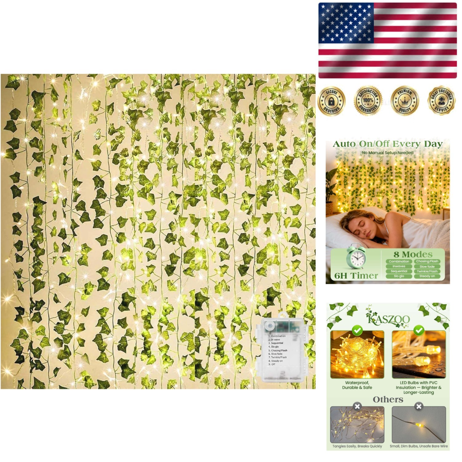 84Ft Artificial Ivy Garland with 80 LED Lights – Elegant Decor for All Occasions