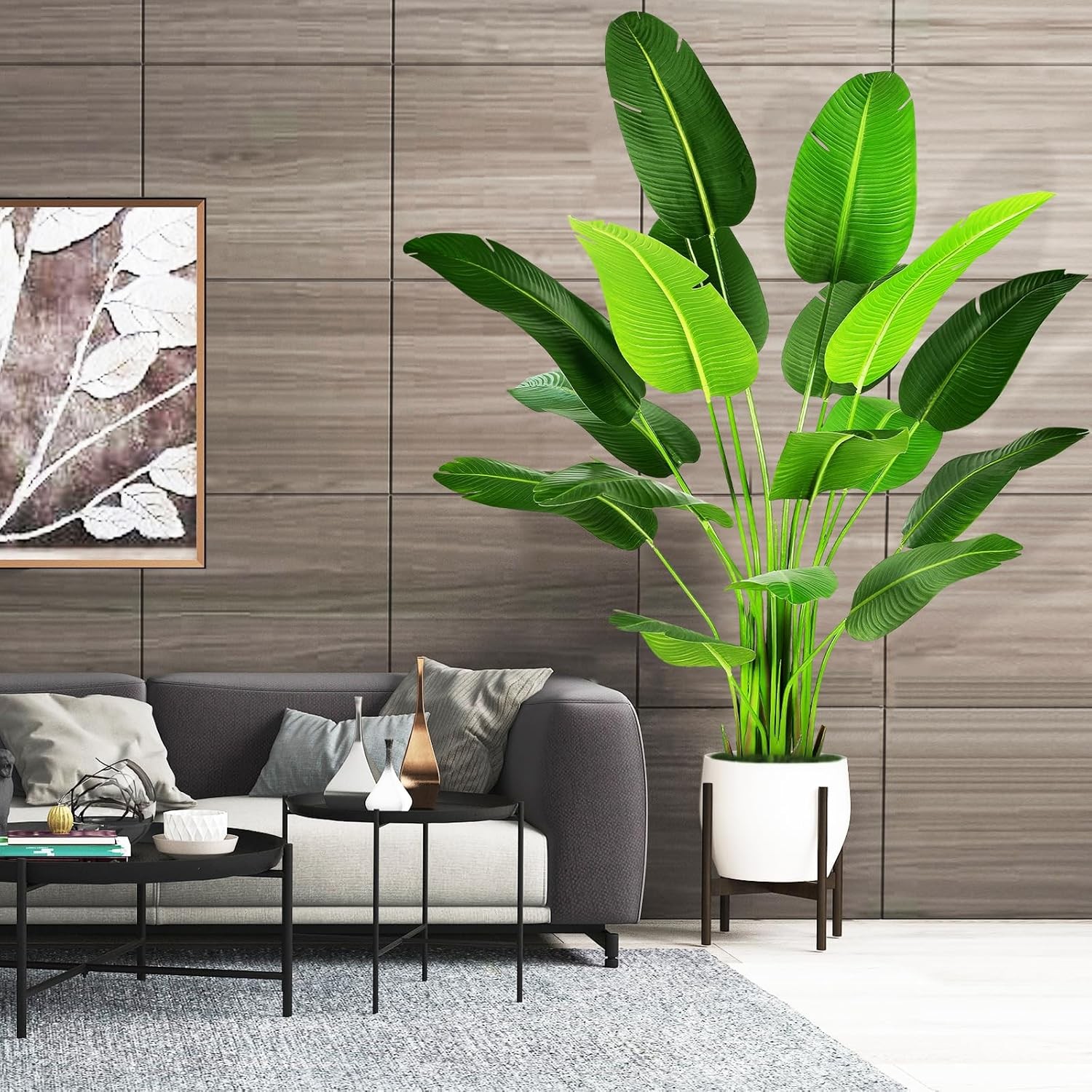 6FT Tall Bird of Paradise Artificial Silk Palm Tree w/ Planter for Office House