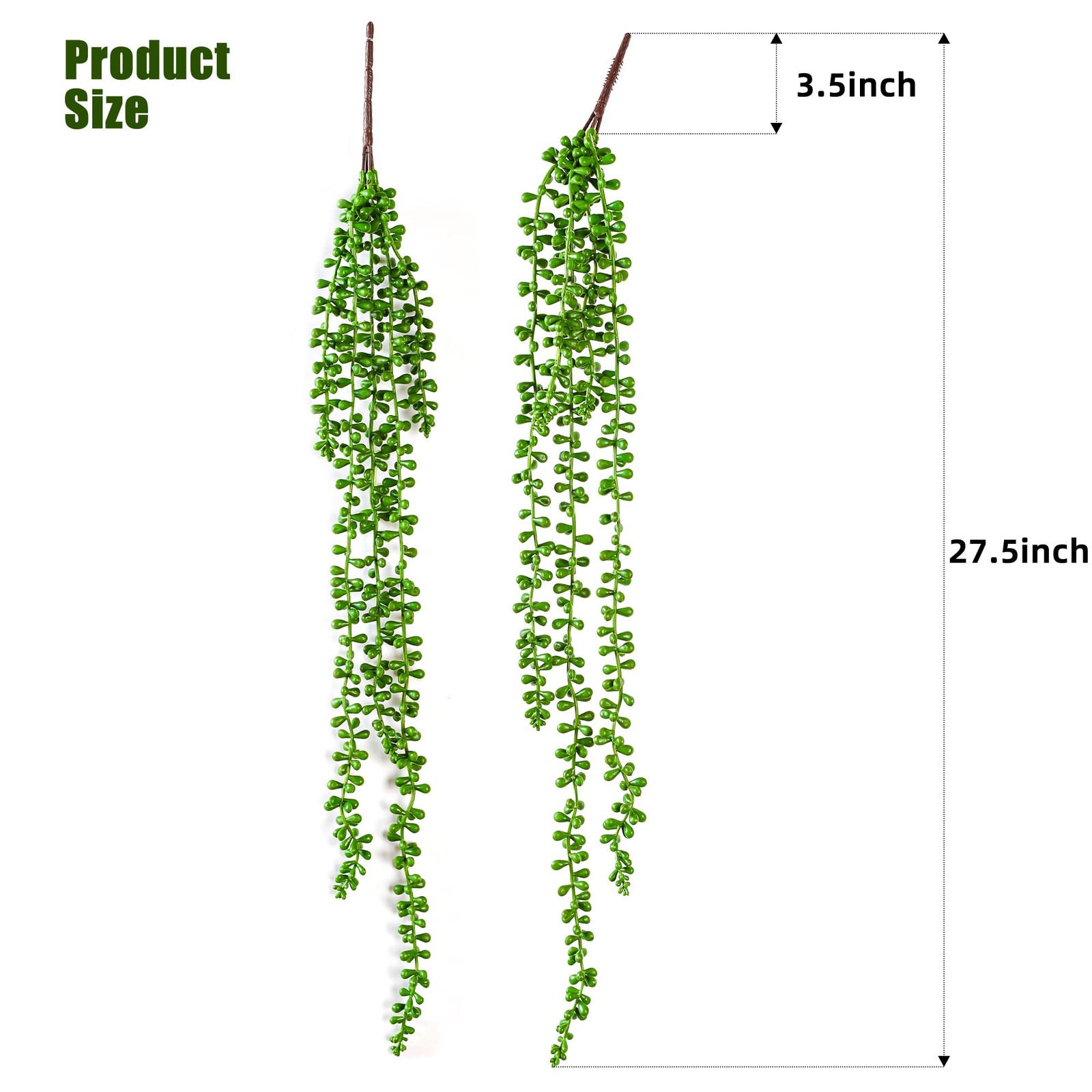 3PCS Artificial Succulents Hanging Plants,27.5 Inch Fake String of Pearls Gre…