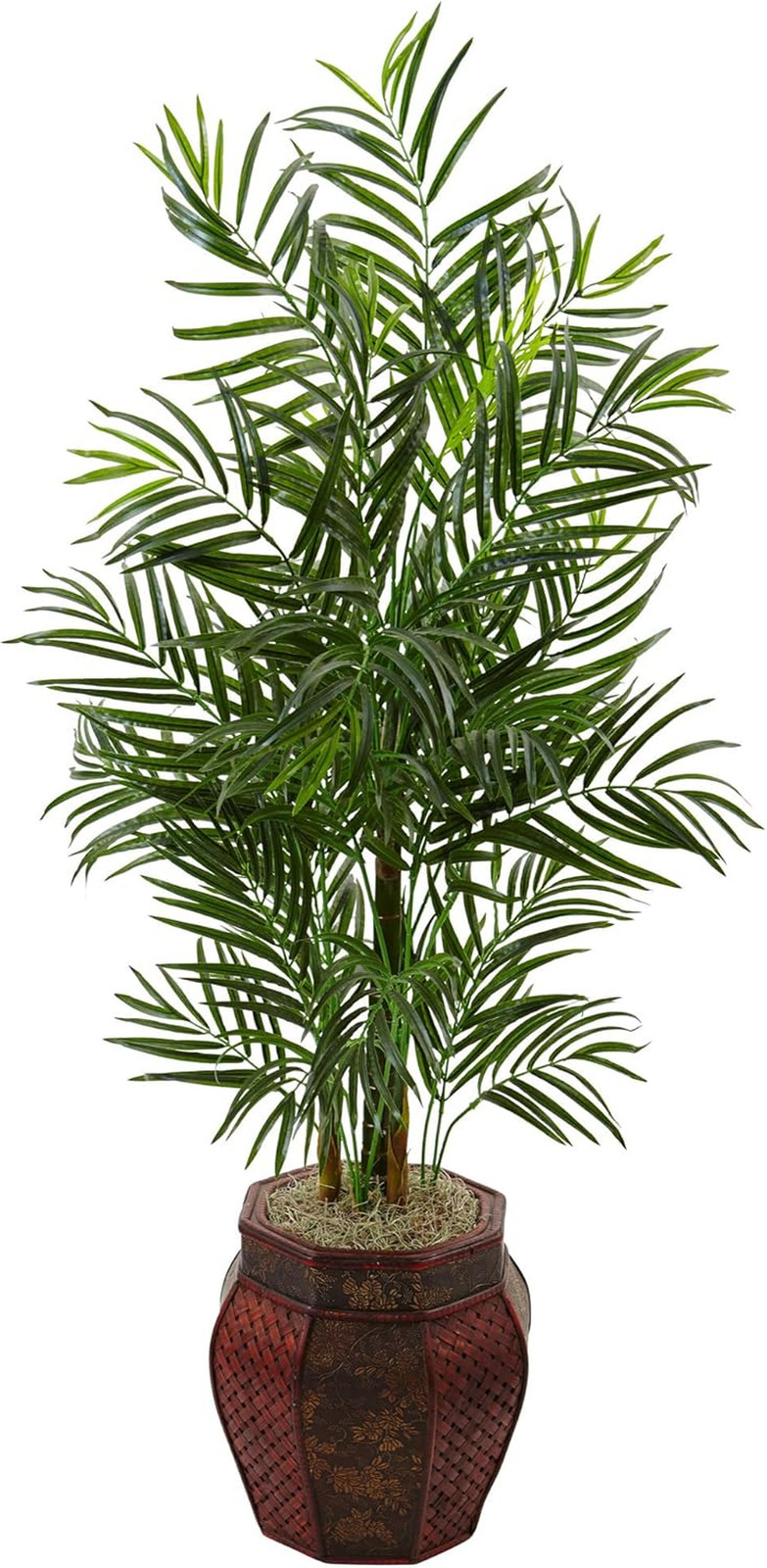 4.5′ Areca Palm Artificial Tree in Stylish Weave Planter – Lifelike Green Decor