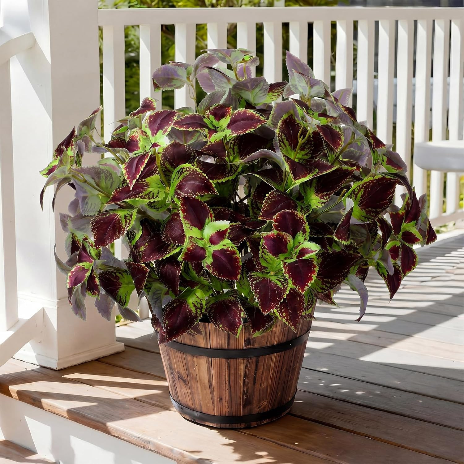6 Pcs Realistic Faux Purple Coleus Bush for Indoor/Outdoor Decor