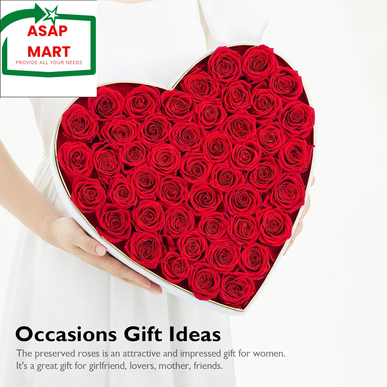 Eterfield 47-Piece Forever Flowers in Heart Shape Box, Preserved Roses That Last