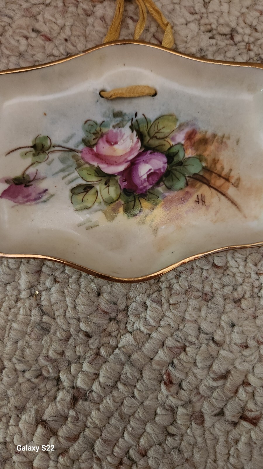 Beautiful Hand Painted Weisley China “Rose” Flower For June Small Plaque!