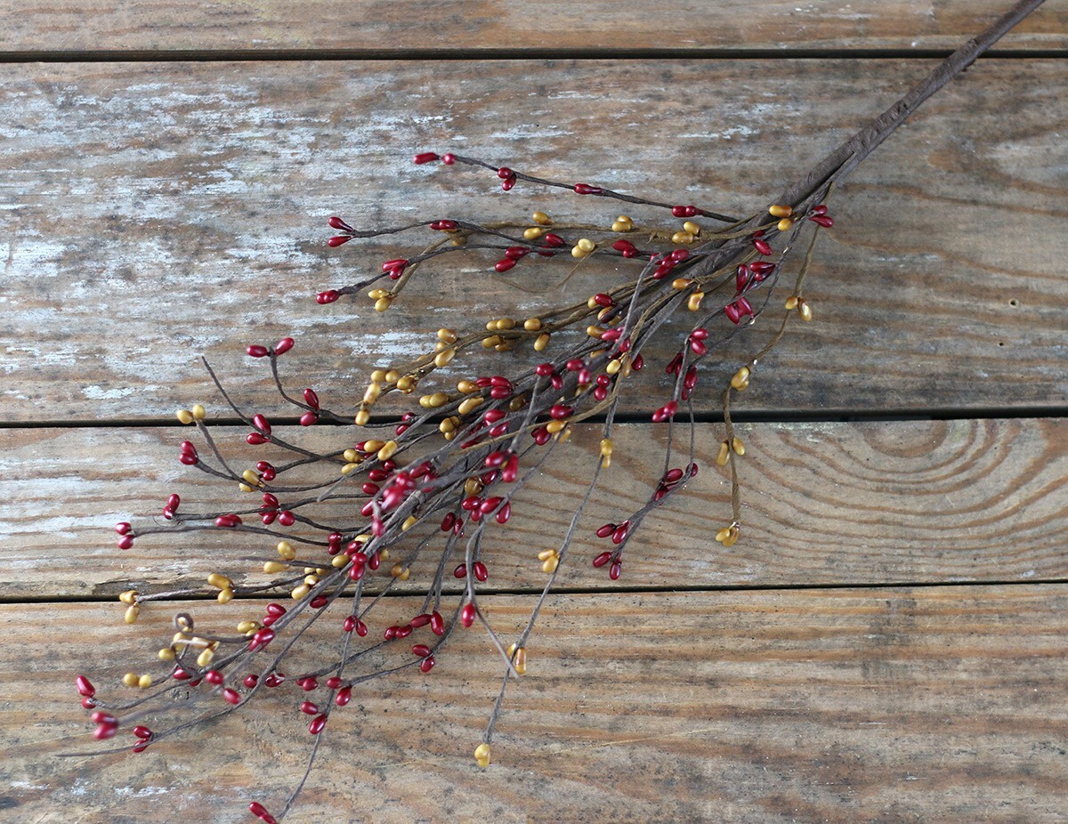 Pip Berry Pick Burgundy Mustard Gold Country Primitive Floral Decor 26 inch
