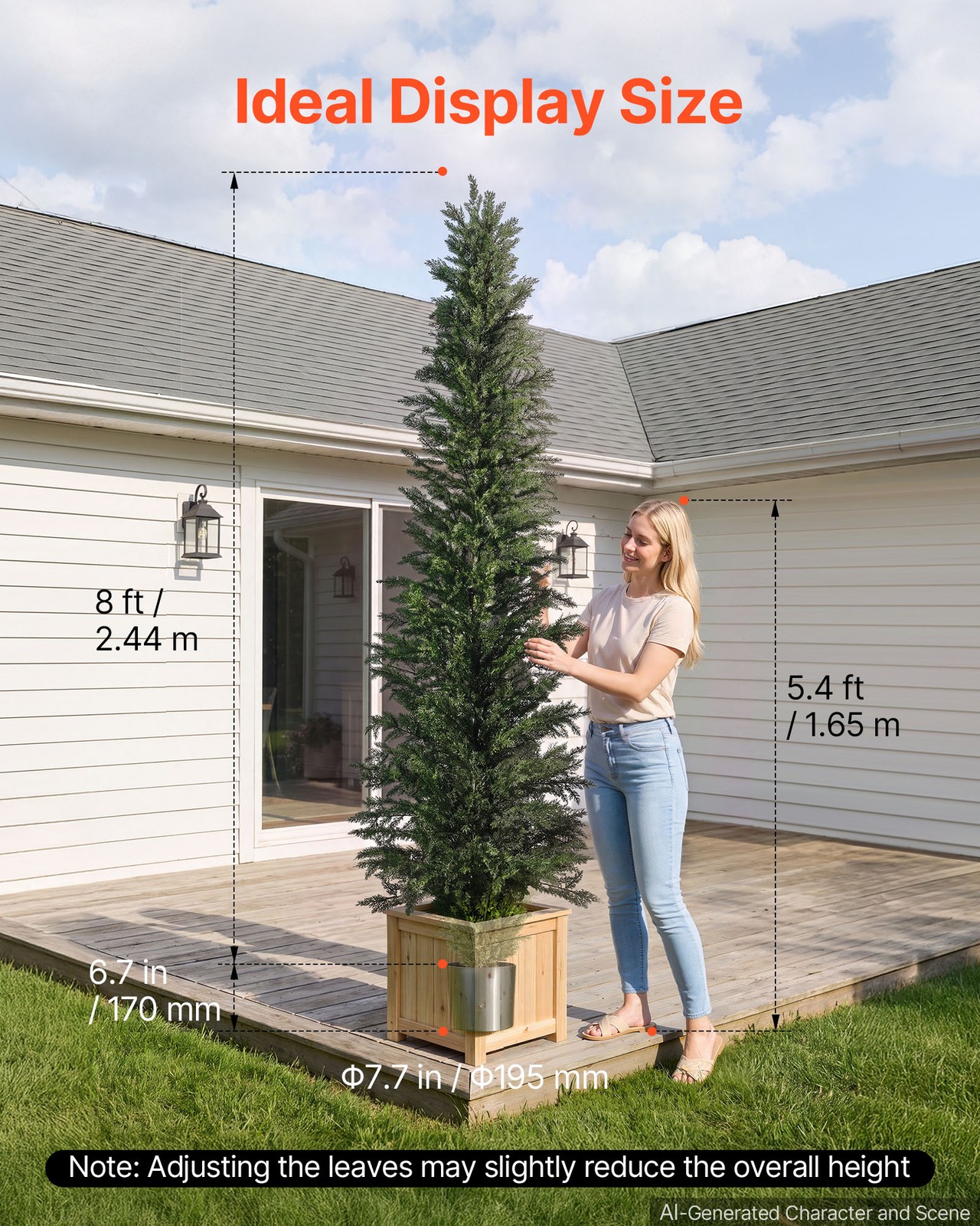 VEVOR Artificial Topiary Cedar Tree 8 ft Set of 2 with Pot Greenery Decor PE