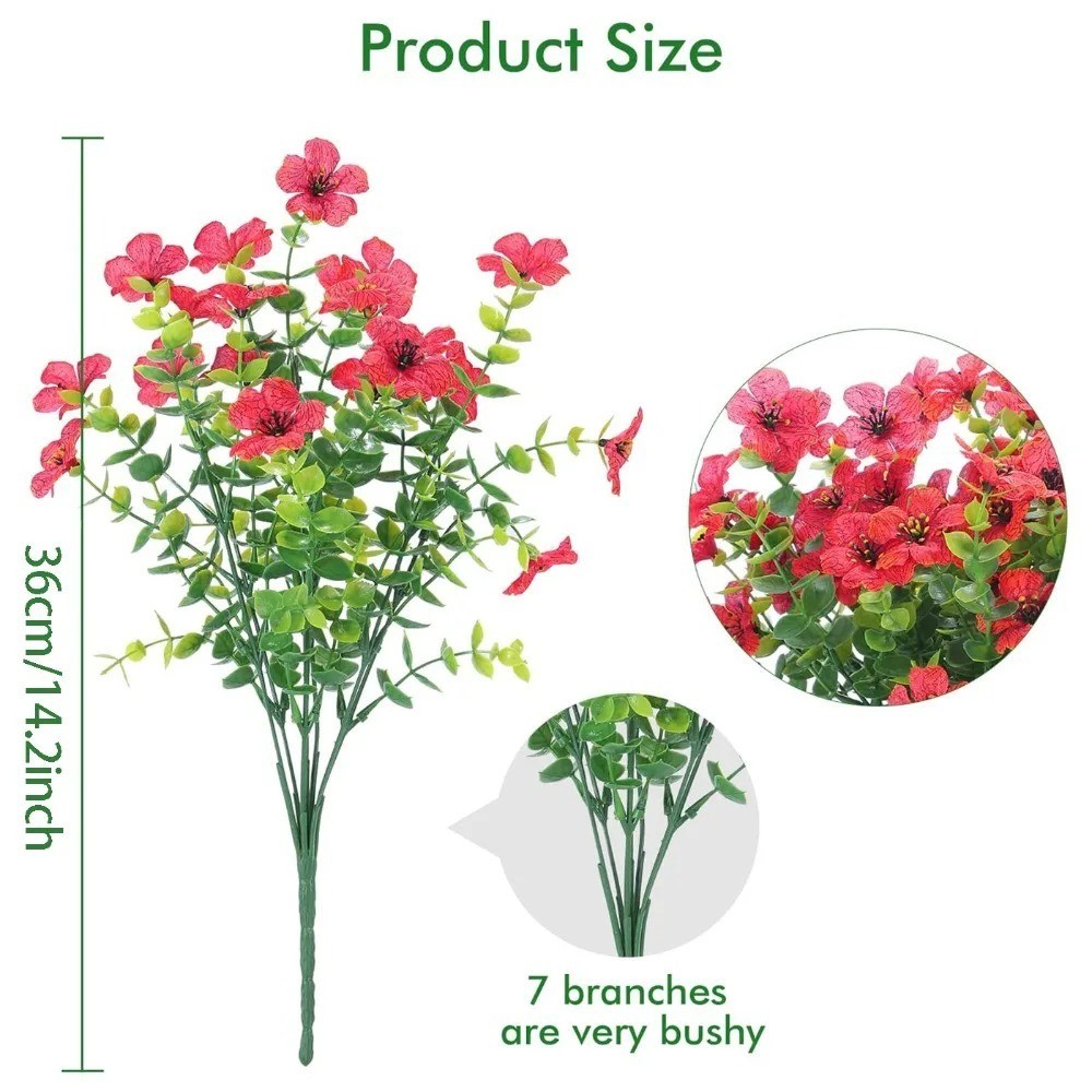 Artificial Violet Eucalyptus Flowers UV Resistant Outdoor Garden Porch Decor