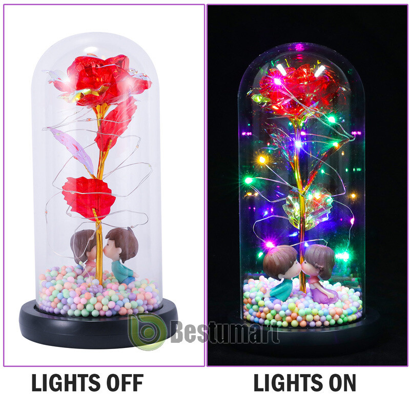 Eternal Rose LED Light in Glass Flower Gift for Her Valentine’s Christmas Gift