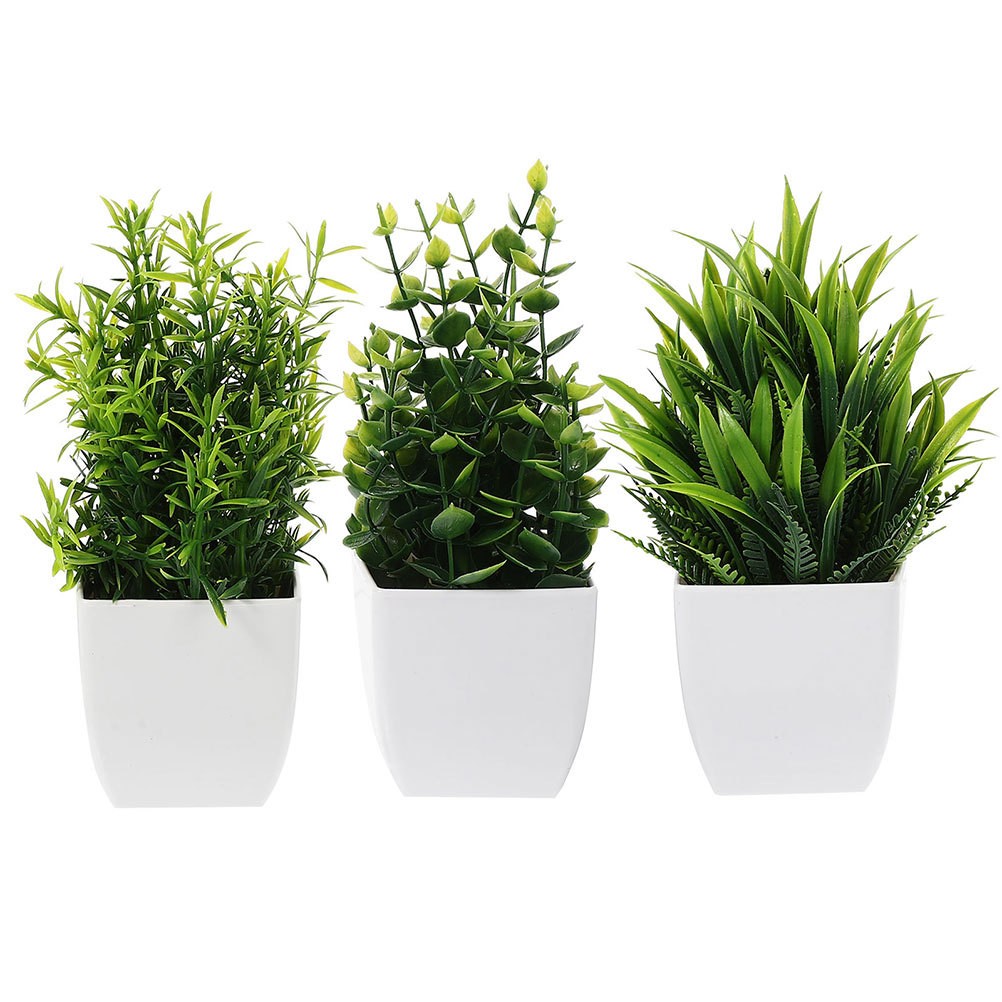 3pcs Small Artificial Plants in Pots for Home and Office Mini Fake Plants for