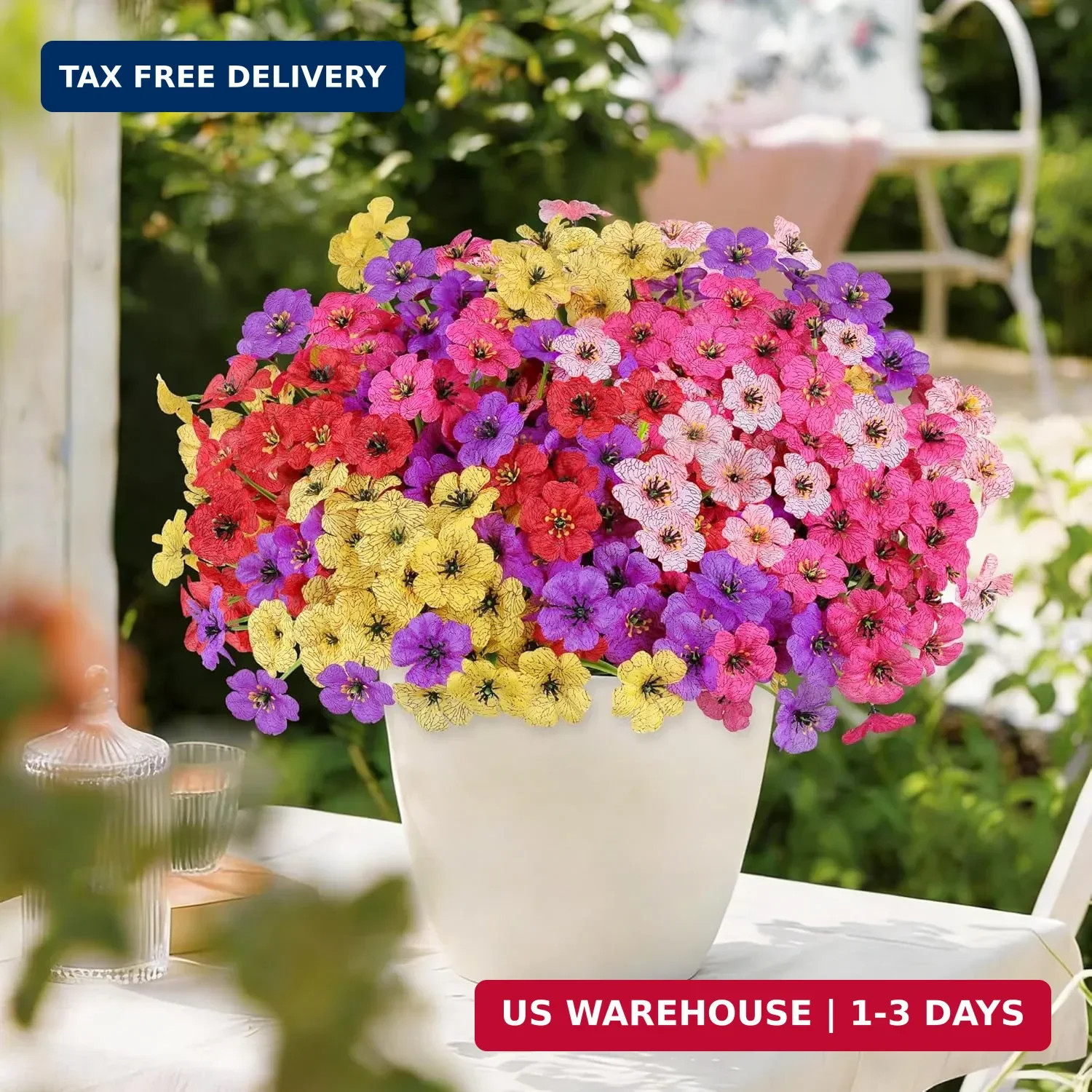 AmyHomie 20 Bundles Artificial Flowers for Outdoors, UV Resistant Fake Flowers N