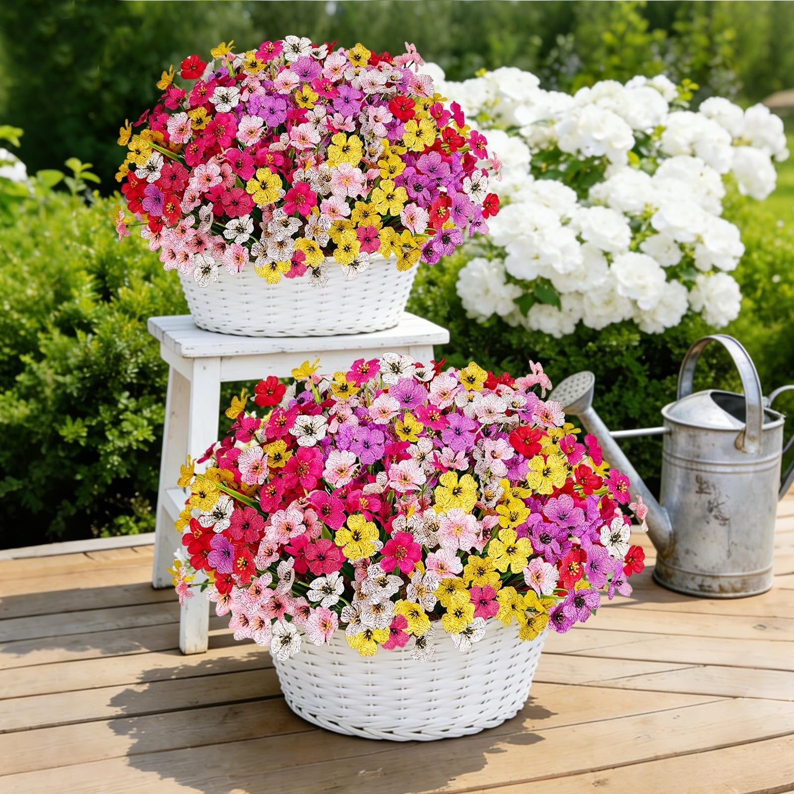 UV Resistant Artificial Flowers – 72 Bundles Faux Plants for Home Garden Decor