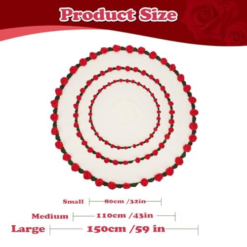 Completed Crochet Rose Flower Bouquet Blanket, Handmade Knitted Medium White