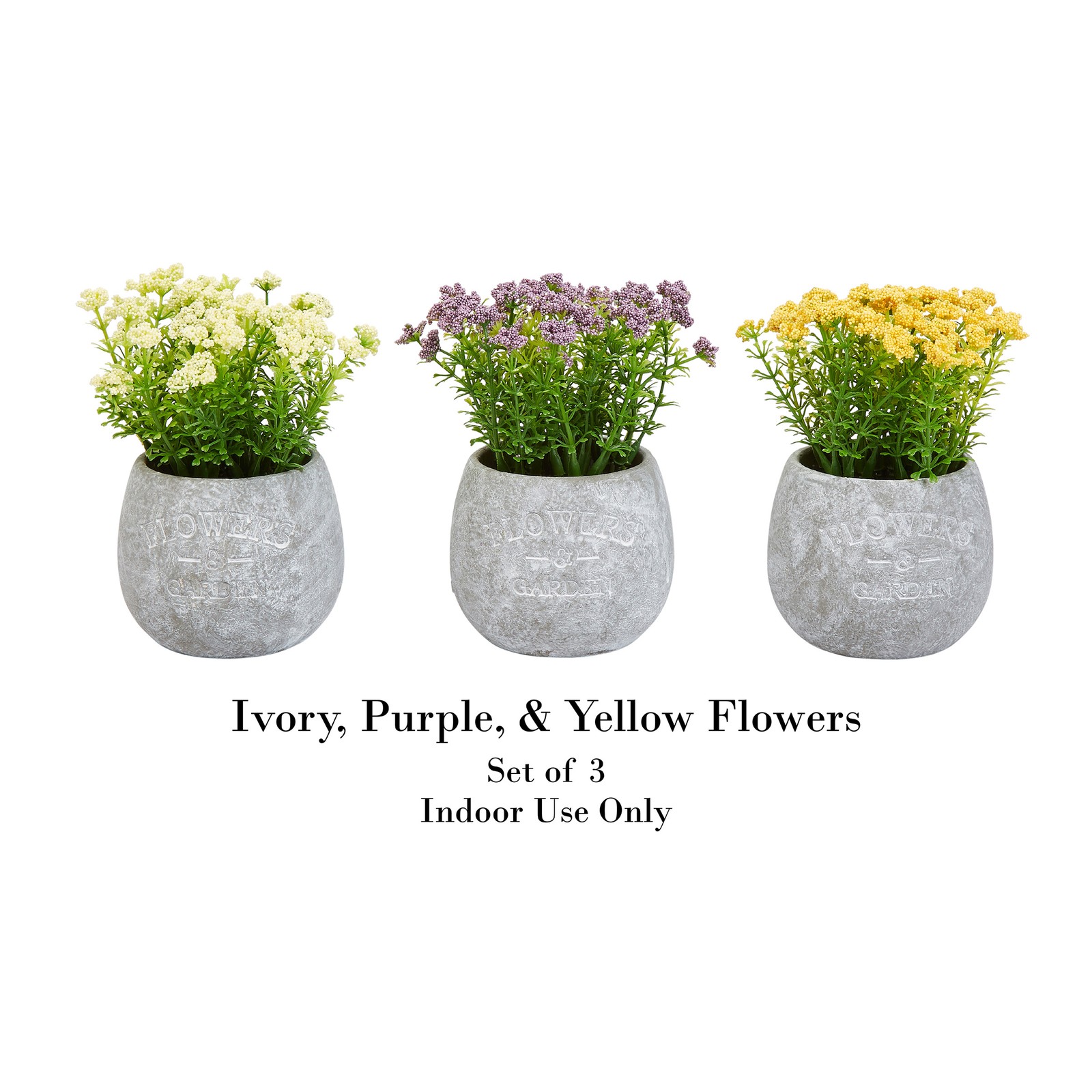 Faux Flowers-3-Piece Assorted Natural Lifelike Floral 6.25 In Tall Arrangements