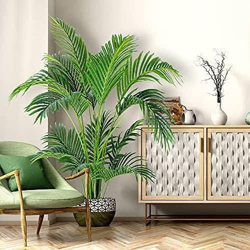 Worth Garden 4ft Artificial Areca Palm Plant, Fake Cane Palm Silk Tree Indoor…
