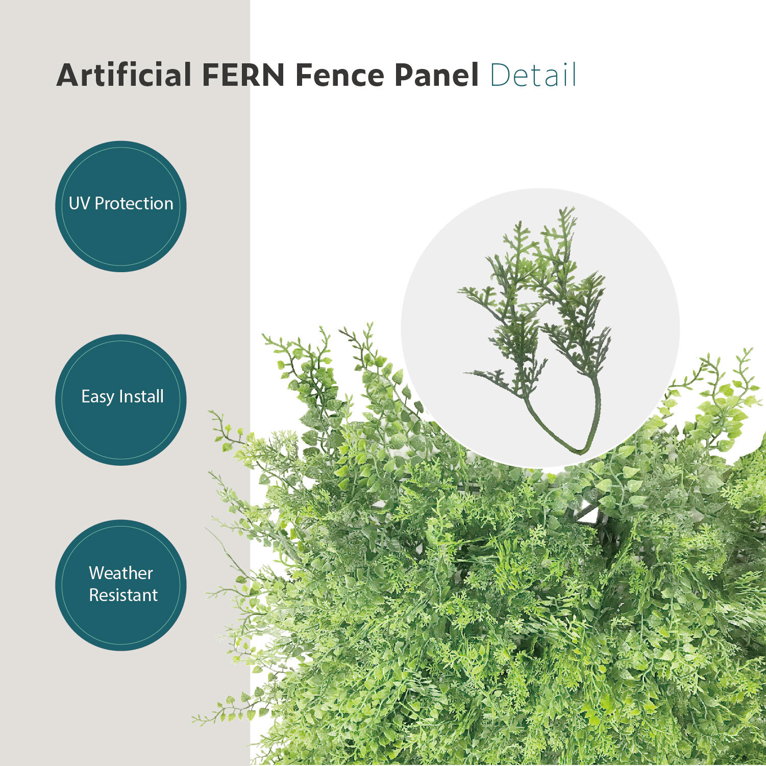 20×20″ Artificial Faux Fern Leaf Mat Wall Hedge Decor Privacy Fence Panel Grass