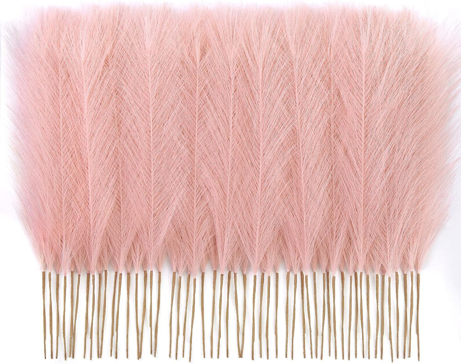 50 Pcs Artificial Pampas Grass Stems Pink Fluffy Decor for Living Room Wedding