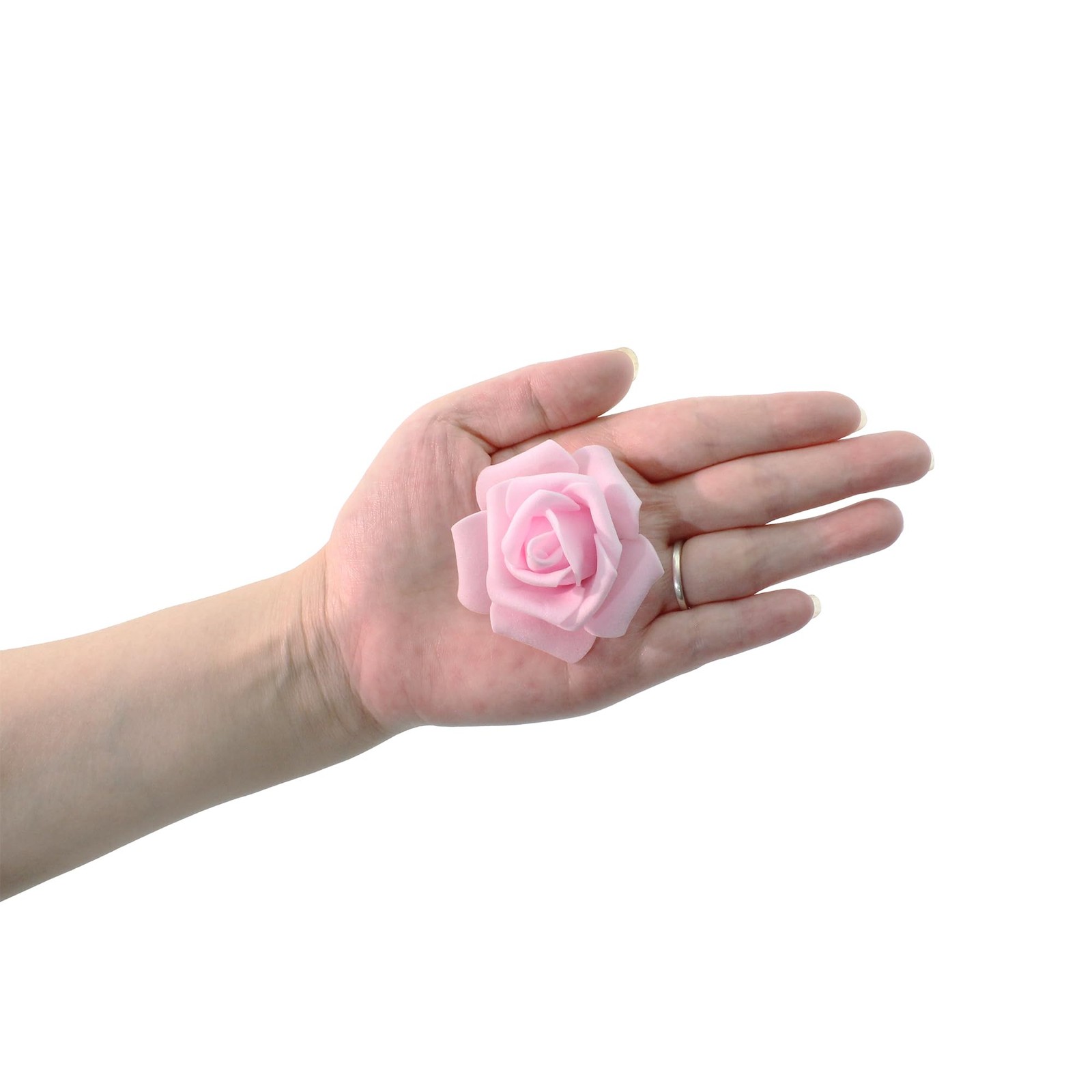 100 PCS Artificial Flowers 2 Inch Foam Fake Rose Head Pink White Bulk Craft