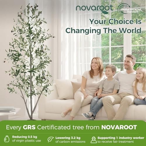 Olive Trees Artificial Indoor, 7FT Tall Faux Olive Tree with Light Kit Moss 7ft