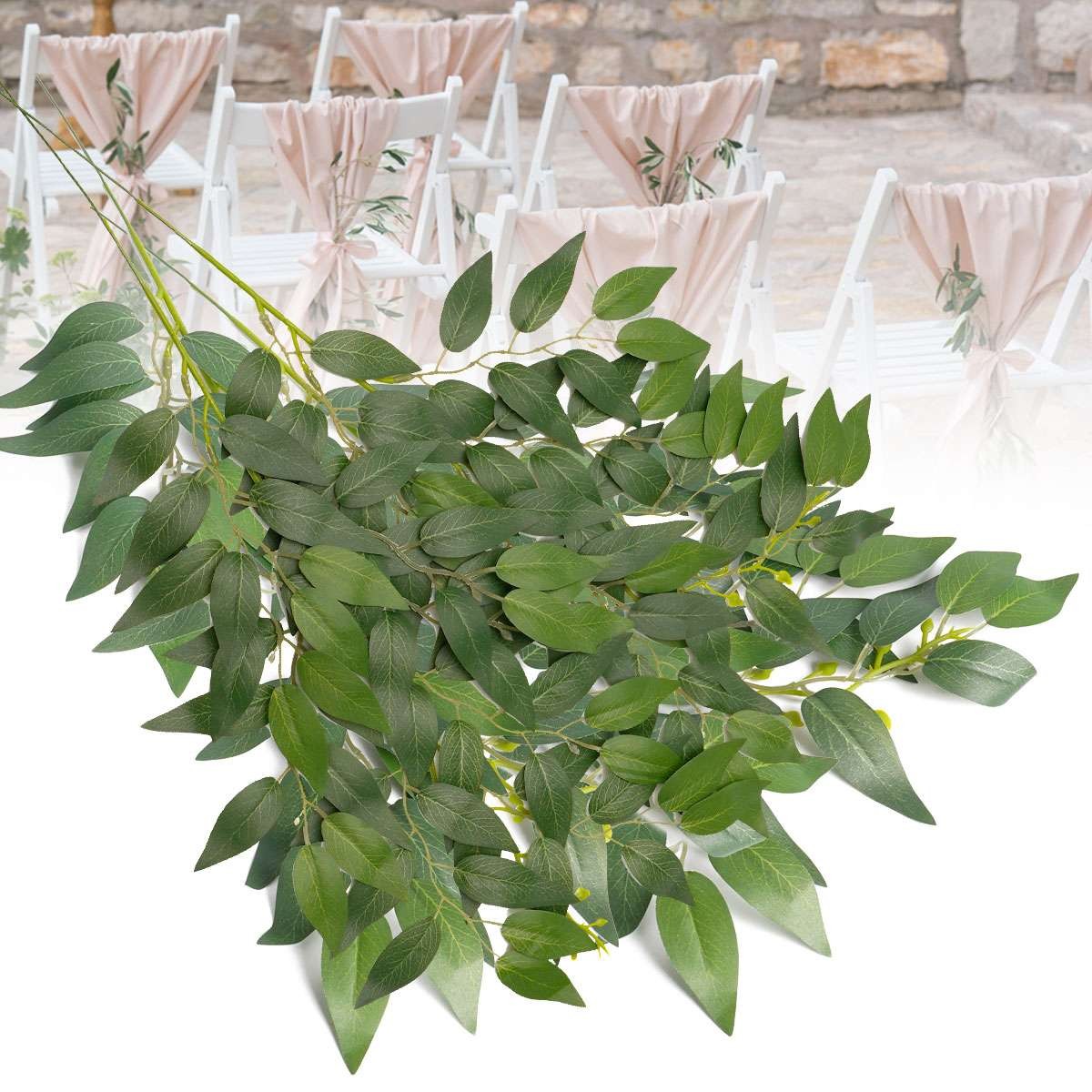 Lots Artificial Italian Ruscus Greenery Stems Faux Green Leaf Bouquet Home Decor