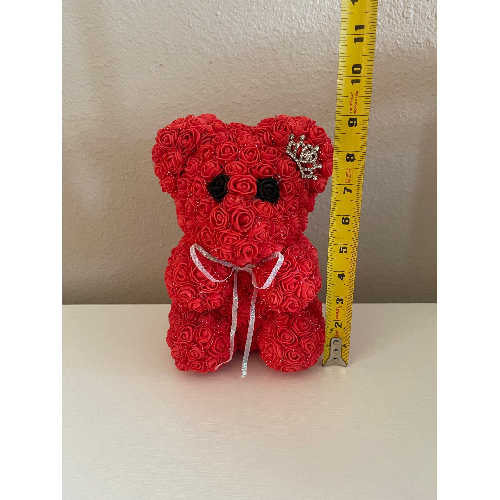 Handmade By Me Hot Red Rose Bear With Eyes