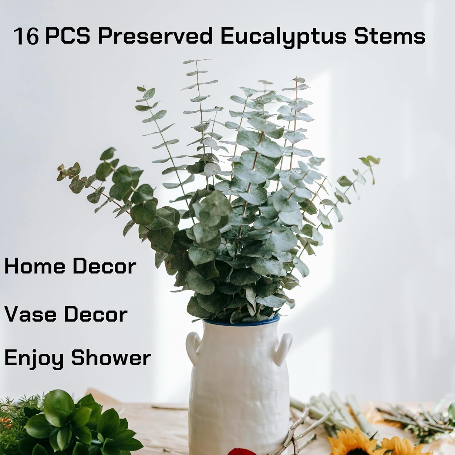 16 Pcs Dried Eucalyptus Stems, 17″ Real Preserved Eucalyptus Bouquet for Wedd…