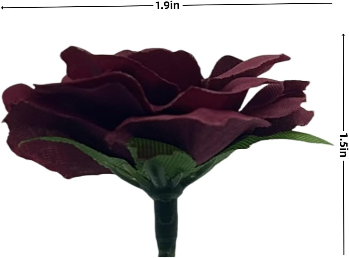Mini Roses Artificial Flowers, Small Fake Roses(Burgundy) | 100 Pcs 1.9″ Burgund