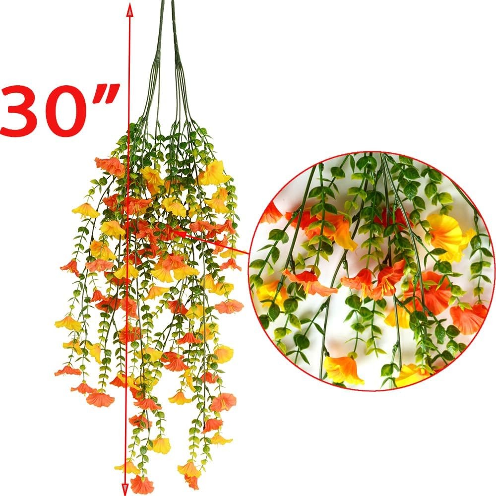 2Pcs Artificial Hanging Fall Plants Fake Hanging Plant Faux Eucalyptus Leaf Gree