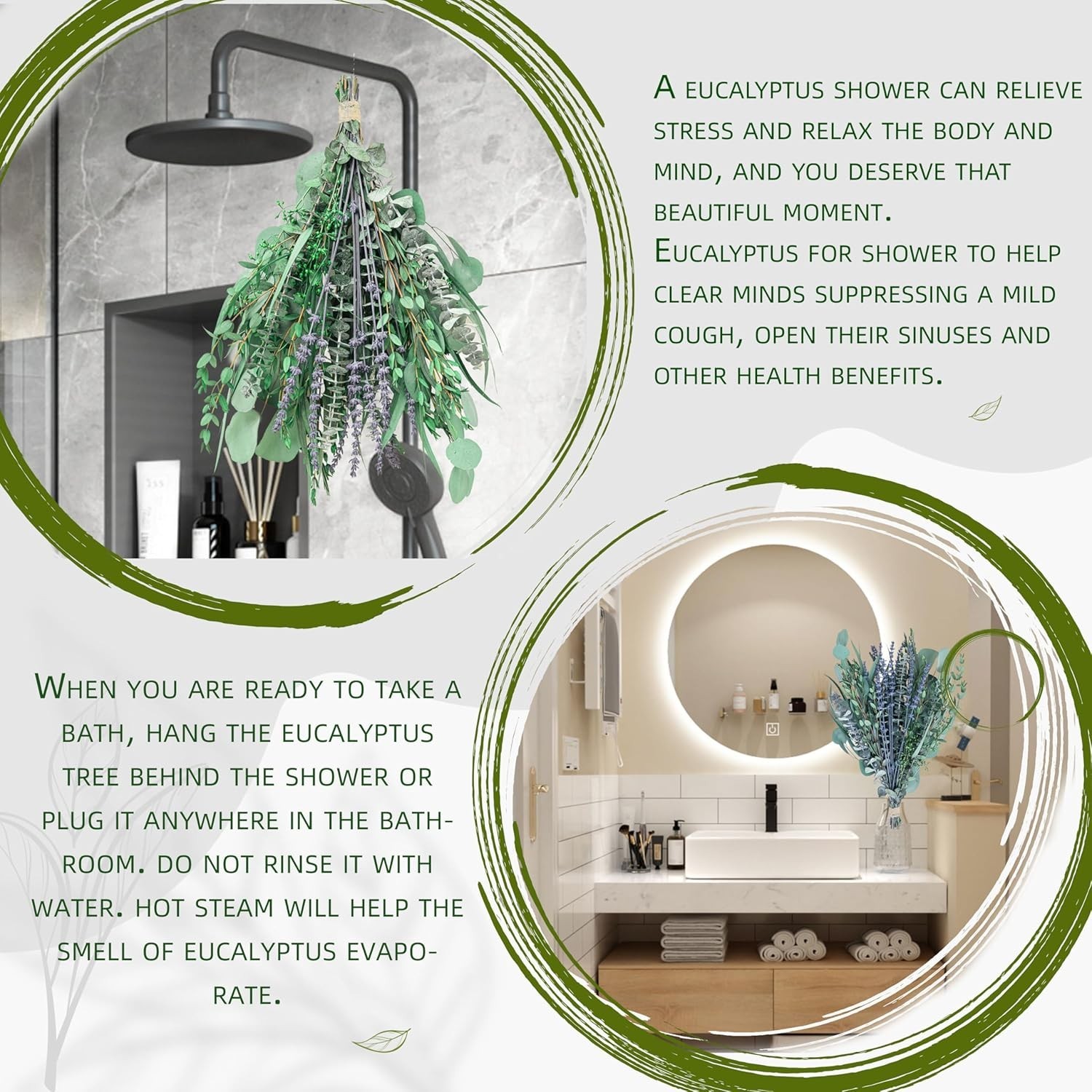 5 Kinds Eucalyptus for Shower,17″ Natural Fresh Hanging Eucalyptus & Lavender St