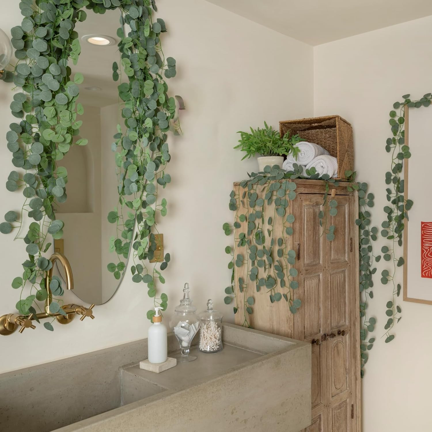 24 Pack Eucalyptus Garland, Artificial Greenery Garland Faux Eucalyptus Leaves T