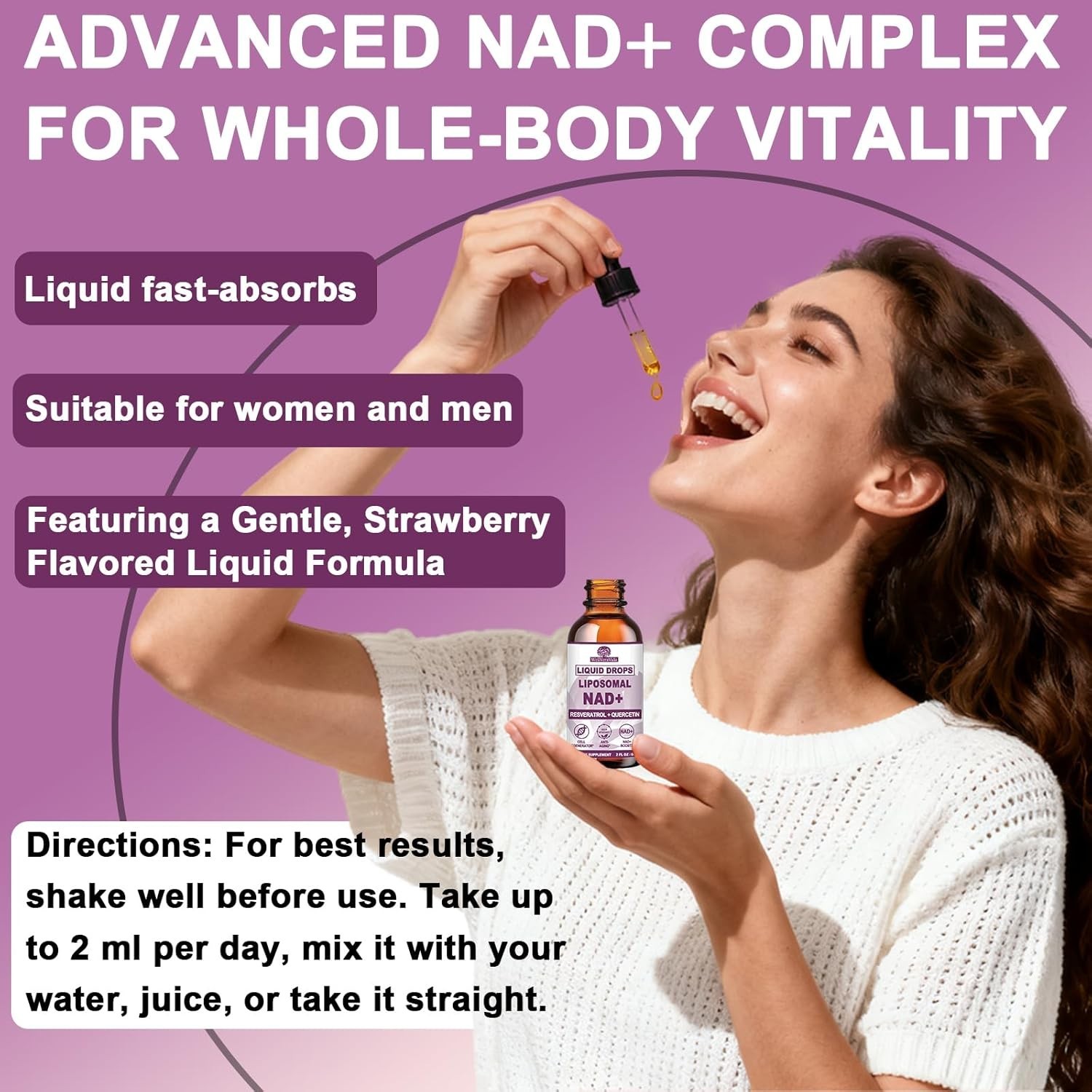 NAD+ Supplements for Men & Women, Extra Strength NMN 2 Fl Oz (Pack of 1)